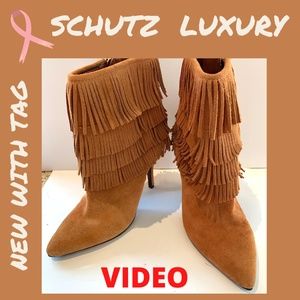 SCHUTZ Luxury Fringed Heels Booties